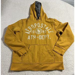 Aeropostale Hoodie Mens Medium Yellow Pullover Graphic Logo New York City